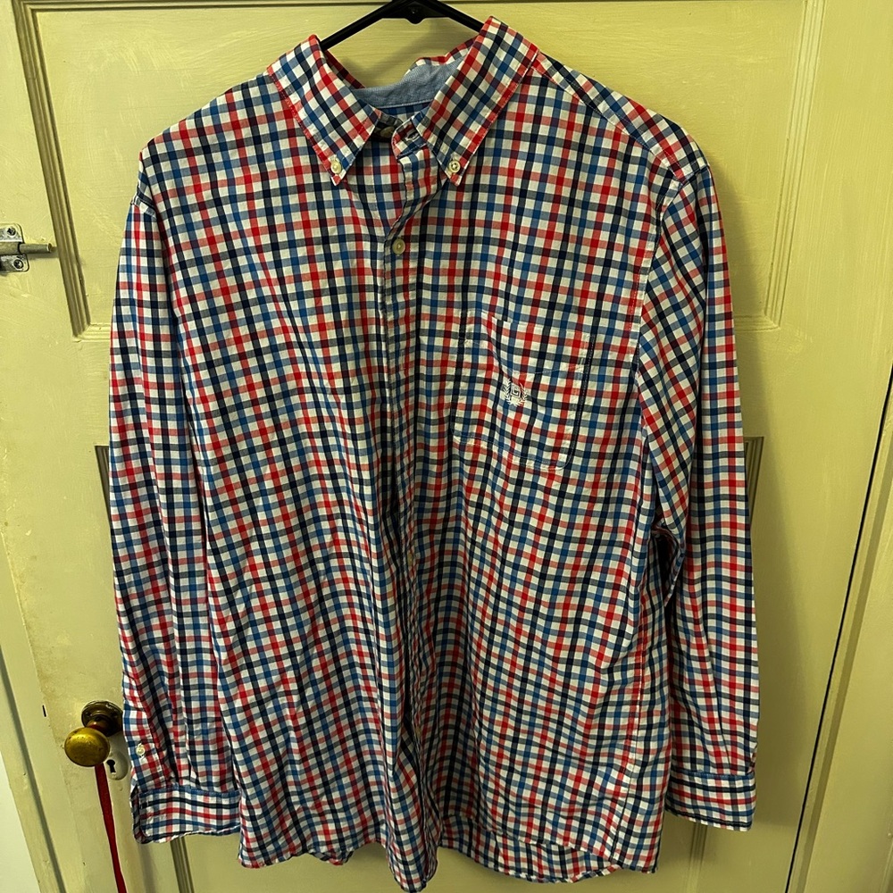 Pink/Red and blue Plaid M Champs button down